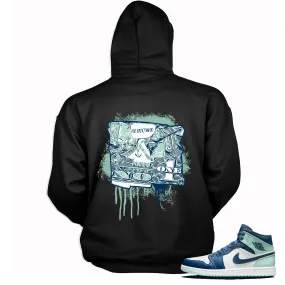 1 Mid Mystic Navy Mint Foam Hoodie Trust No One Dollar