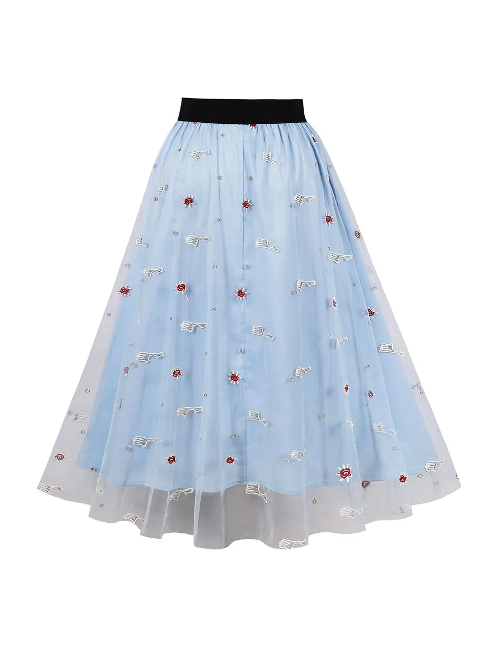 1950S Daisy High Wasit Pleated Swing Vintage Skirt