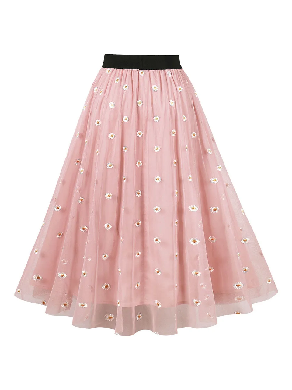 1950S Daisy High Wasit Pleated Swing Vintage Skirt