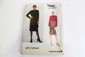 1980s Vogue Paris Original 2770 Pierre Balmain Sewing Pattern, Women's Skirt, Jacket and Blouse