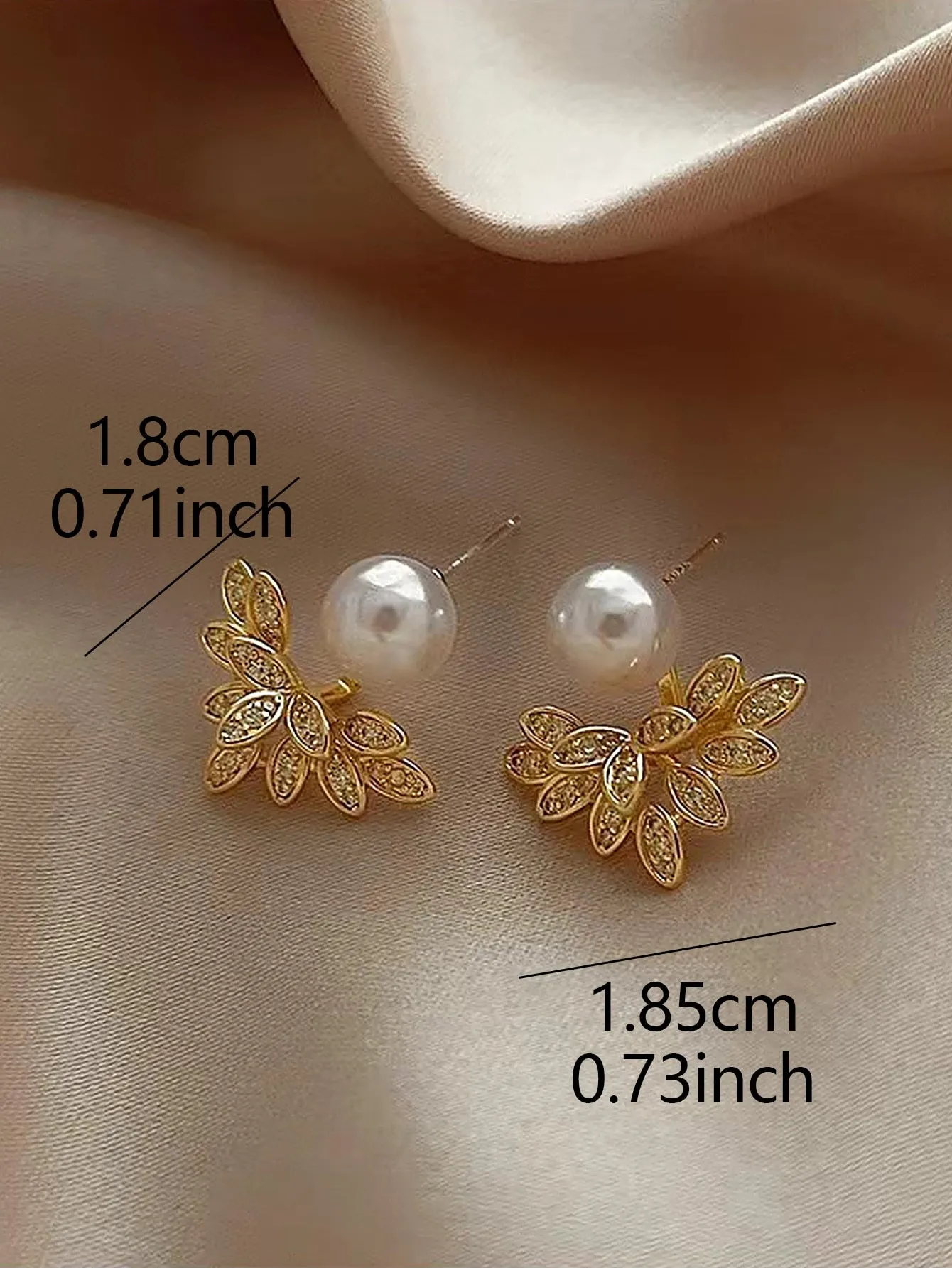 1pair Glamorous Zinc Alloy Flower & Faux Pearl Decor Earring Jackets For Women For Daily Decoration