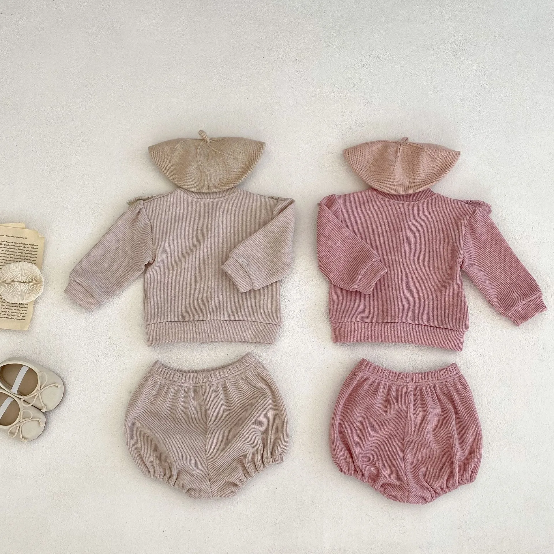 2 Pieces Set Baby Kid Girls Solid Color Tops And Shorts Wholesale 230828247