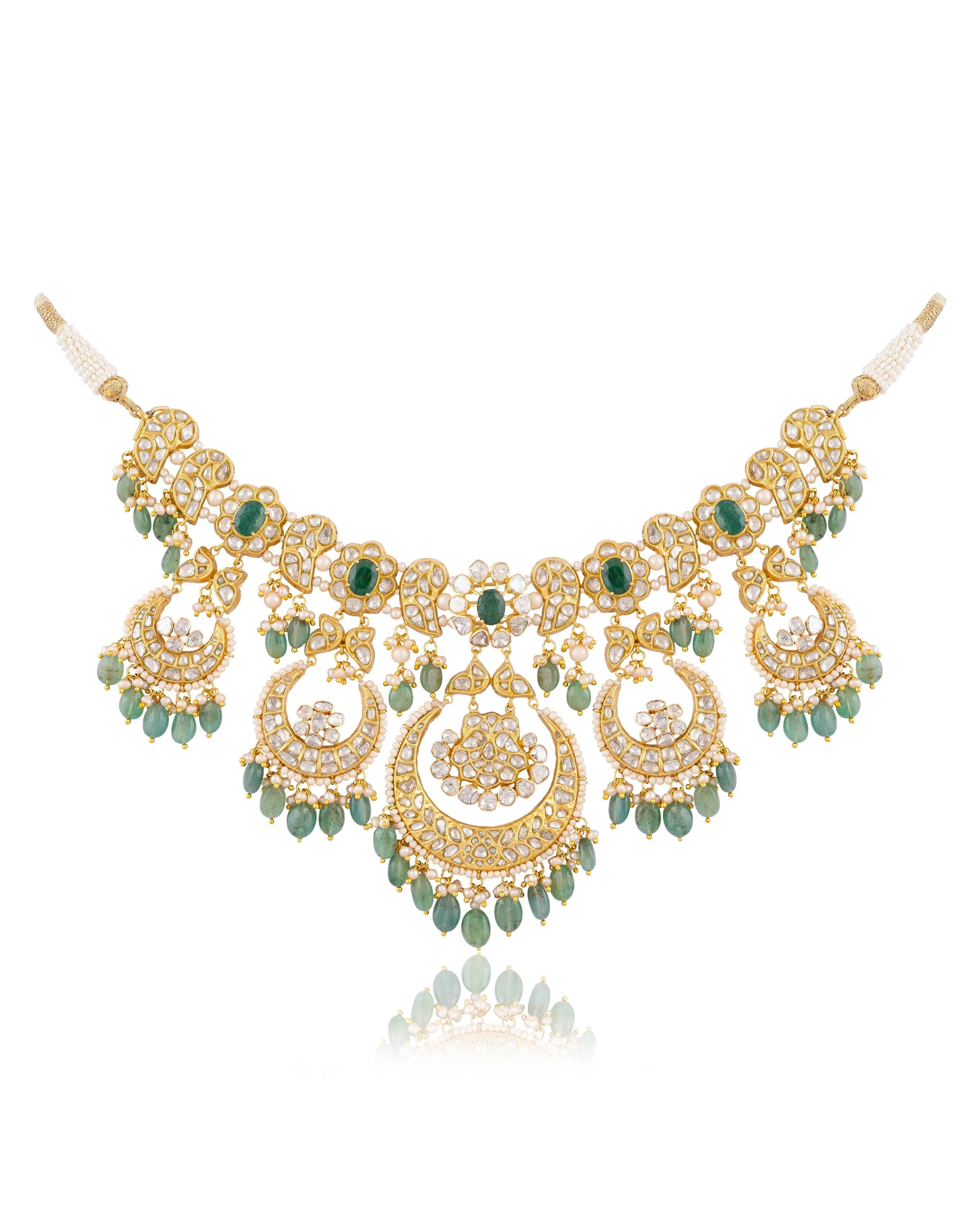 Aarini Necklace And Ekisha Chandbalis Polki Set