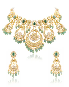 Aarini Necklace And Ekisha Chandbalis Polki Set