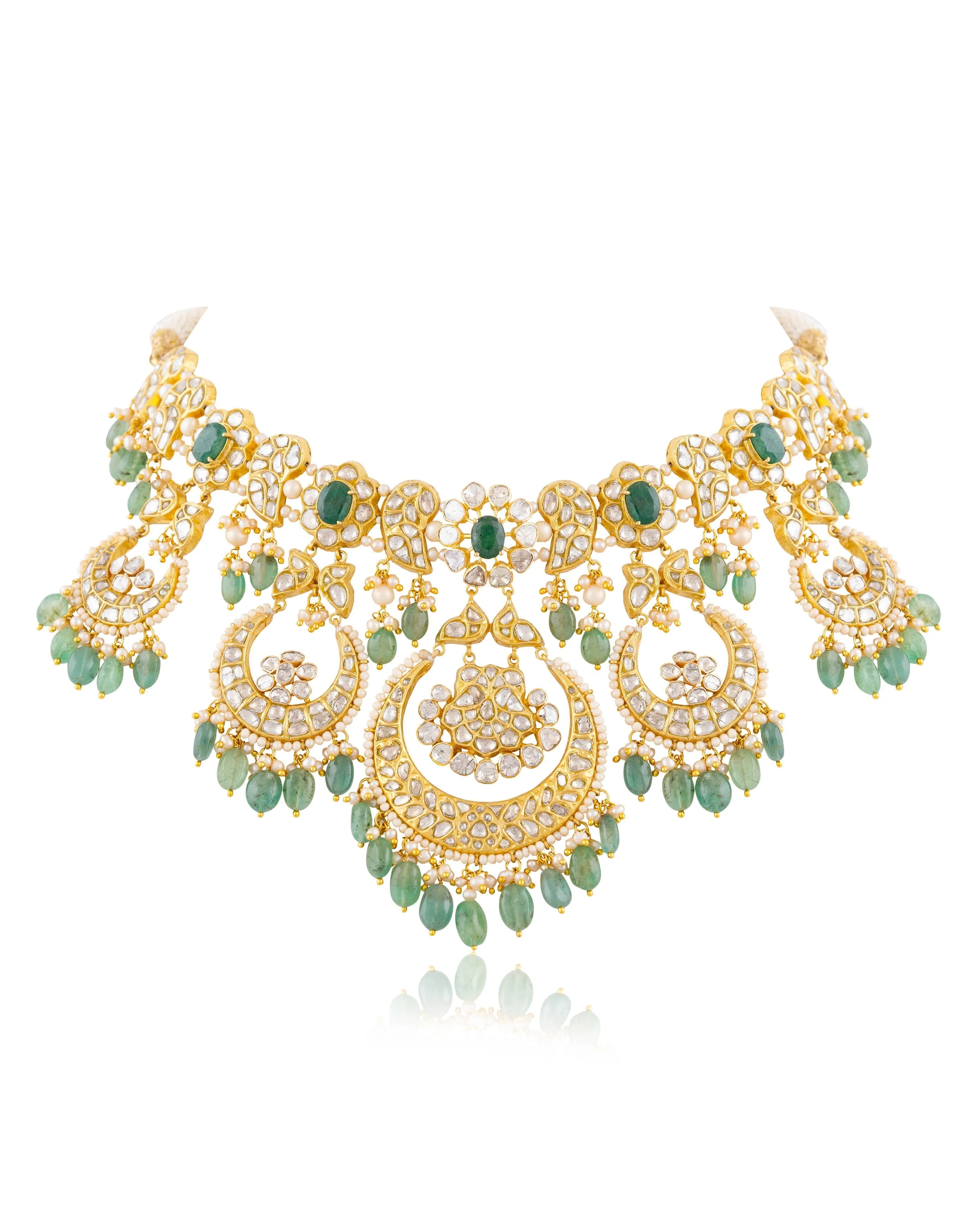 Aarini Necklace And Ekisha Chandbalis Polki Set