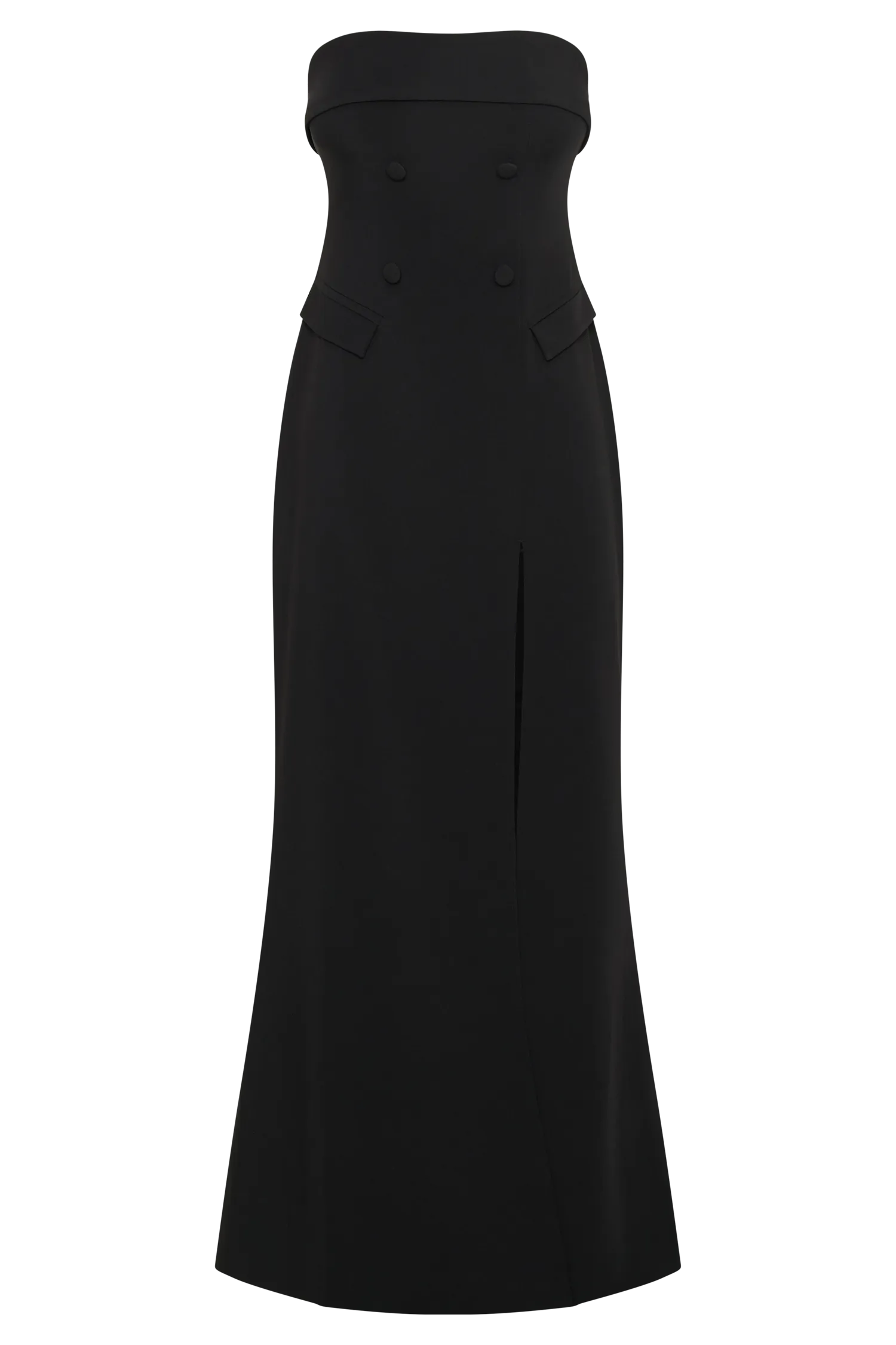 Abbie Strapless Suiting Maxi Dress - Black