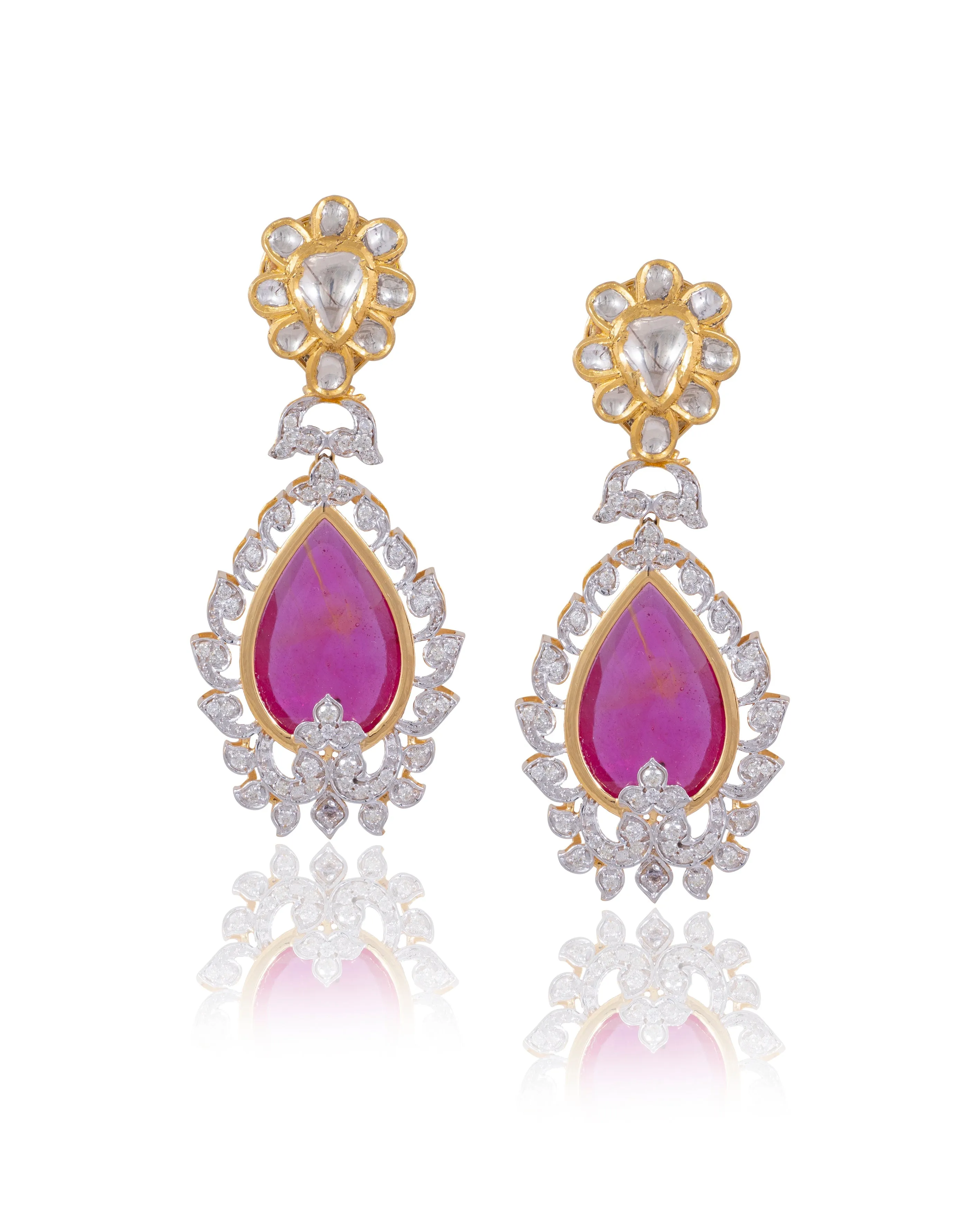 Abigail Jadau Polki And Diamond Long Earrings