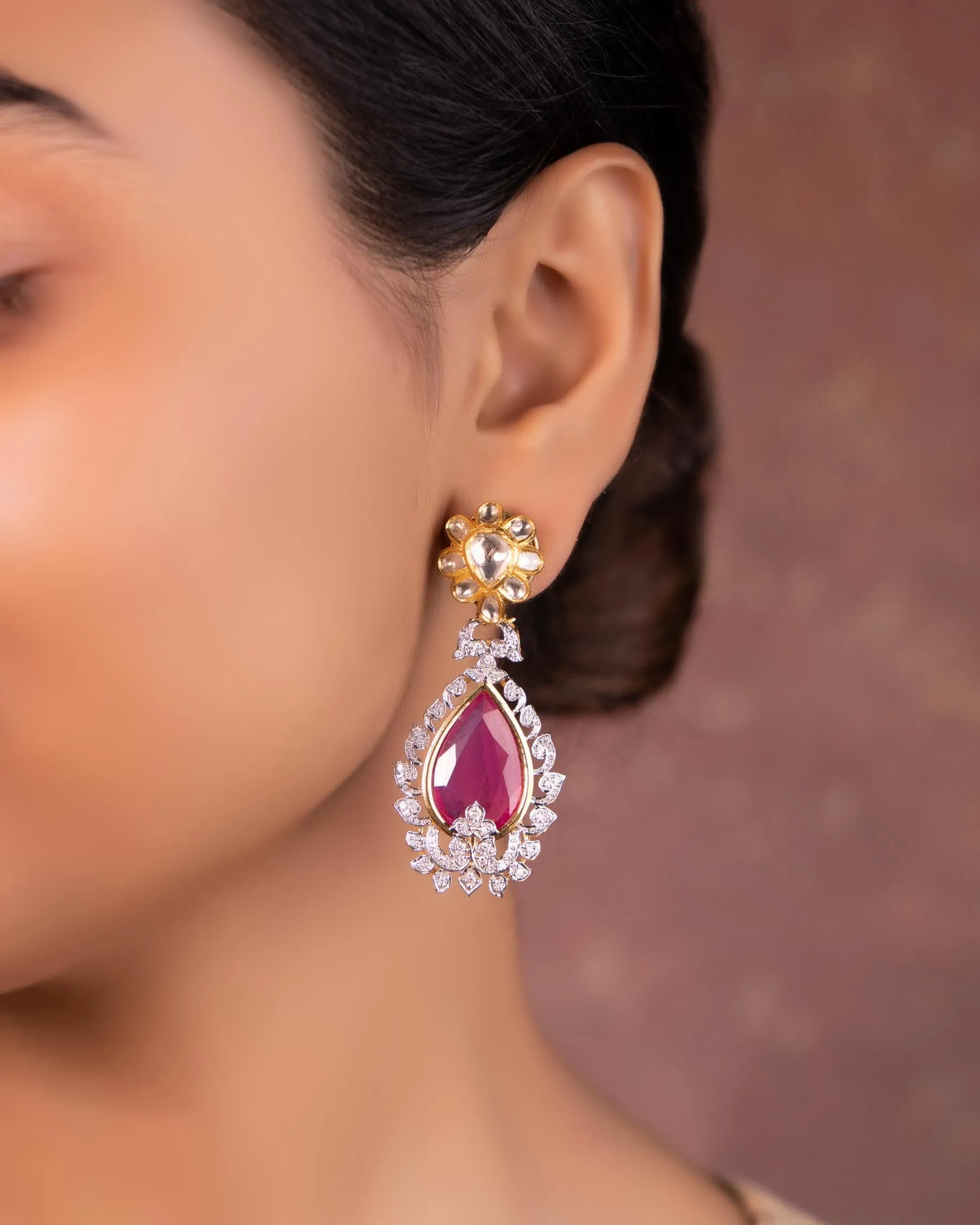 Abigail Jadau Polki And Diamond Long Earrings