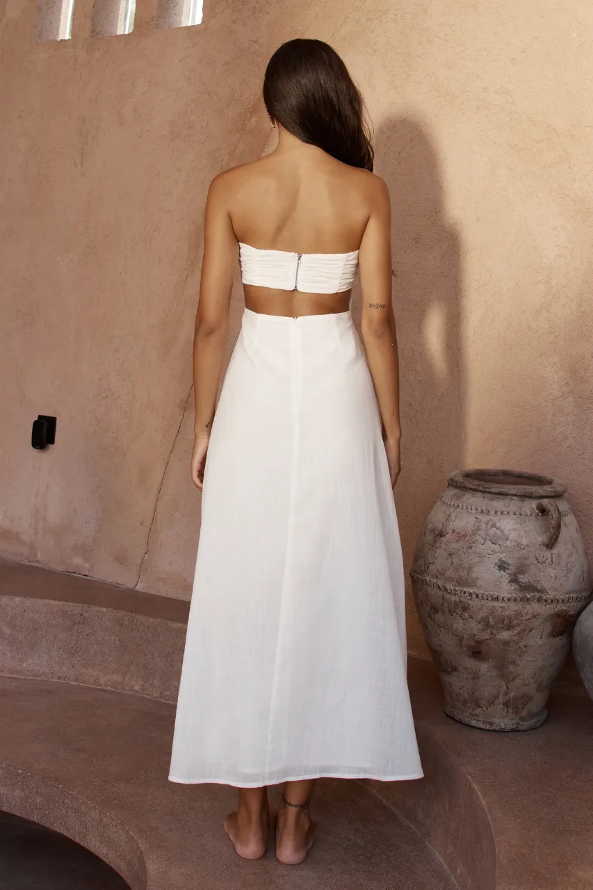 Adel Long Midi Dress - White