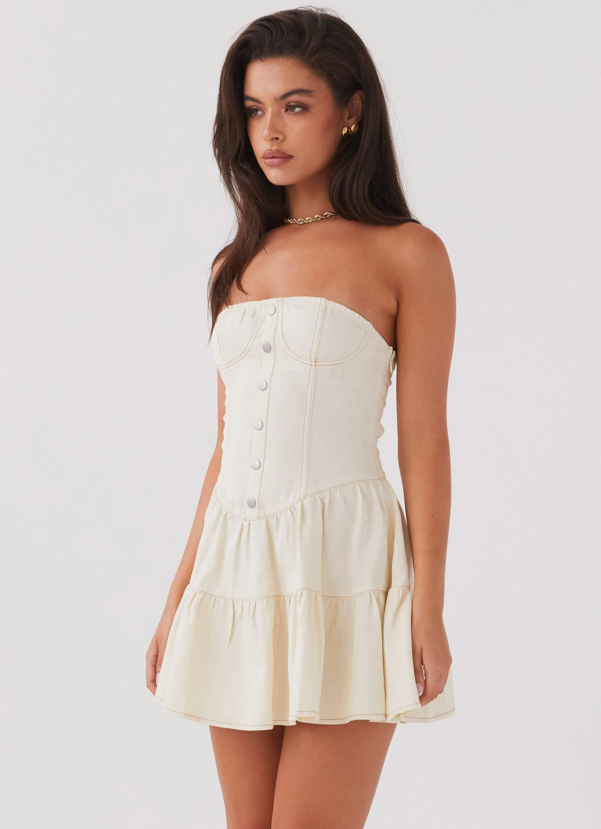 Adriana Denim Bustier Dress - Antique