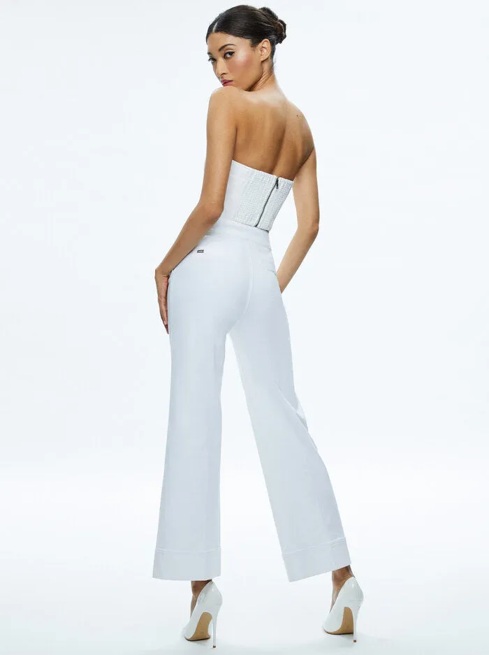 Alice   Olivia - Mel Denim Button Up Bustier - Off White