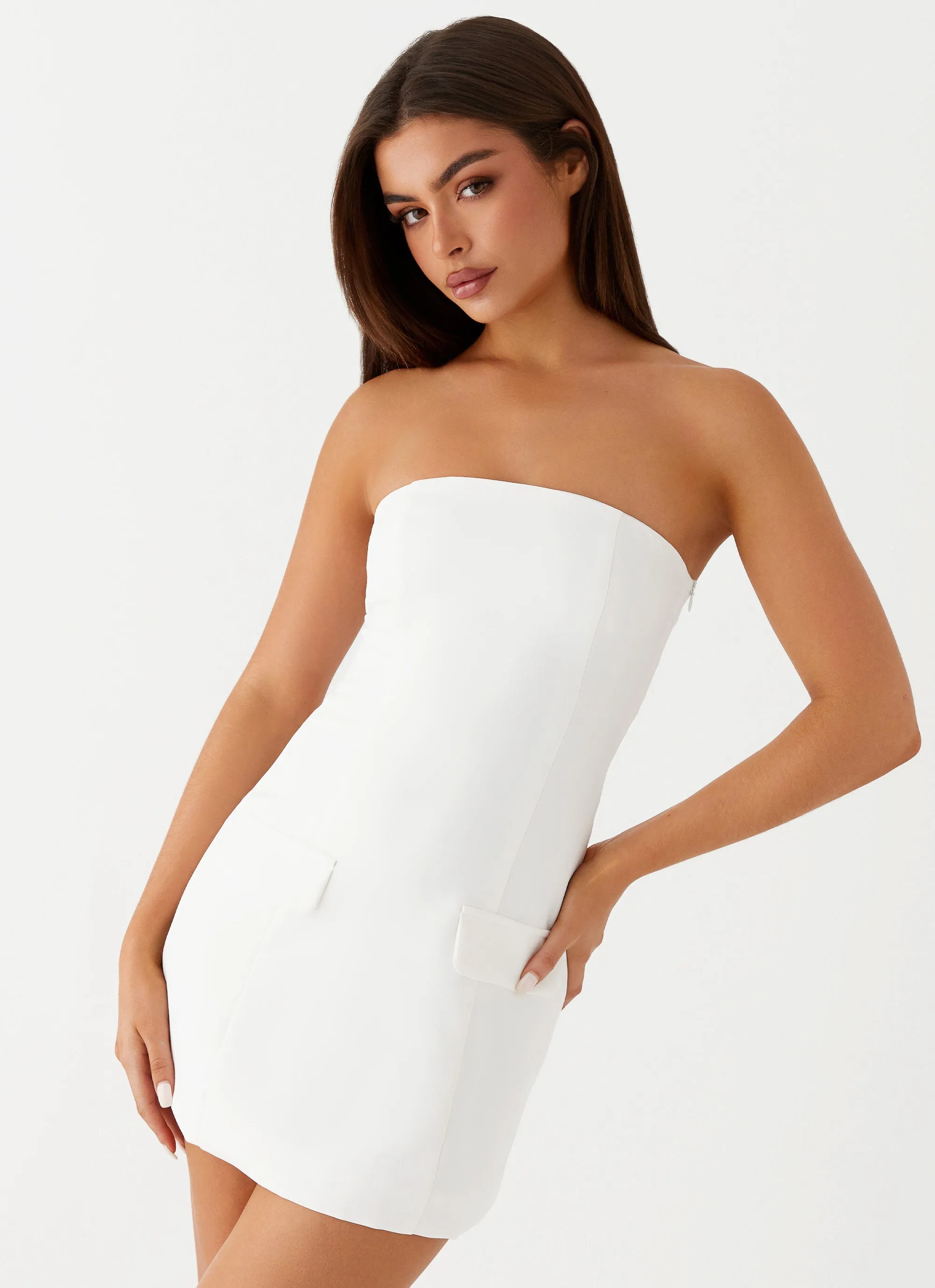 Allora Strapless Mini Dress - White