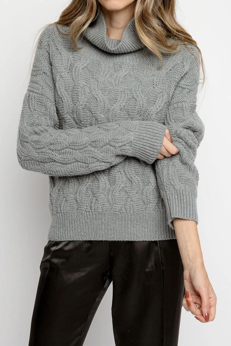 Alpaca High Collar Sweater in Grey