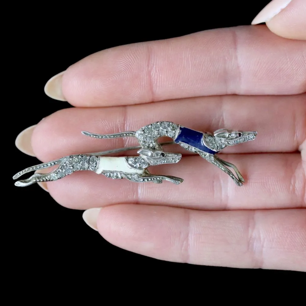 Antique Victorian Greyhound Brooch Silver Circa 1900