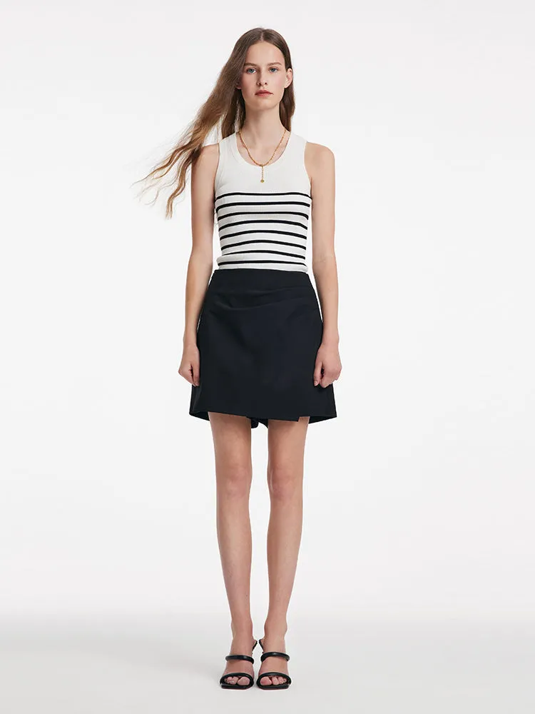 Asymmetric Ruched A-Line Skort