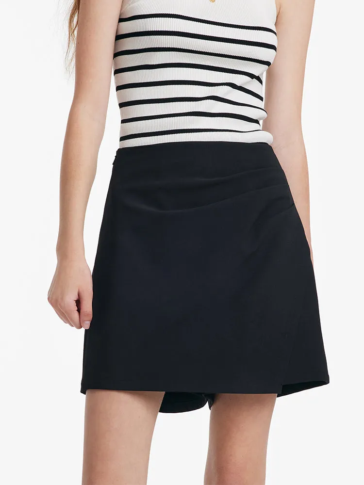 Asymmetric Ruched A-Line Skort