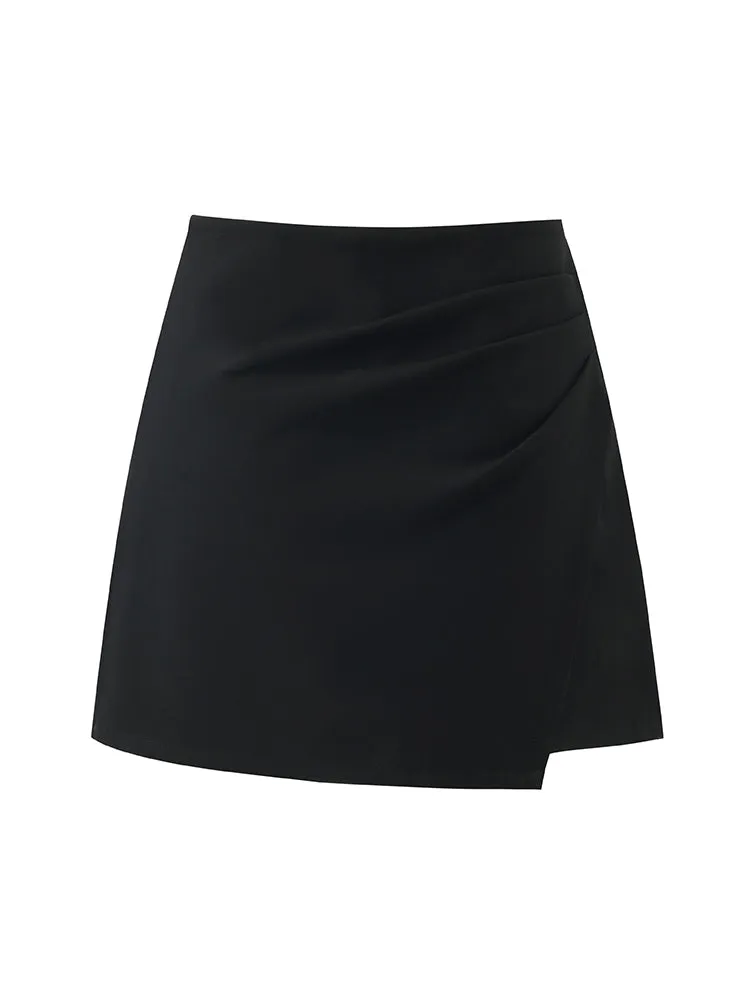 Asymmetric Ruched A-Line Skort