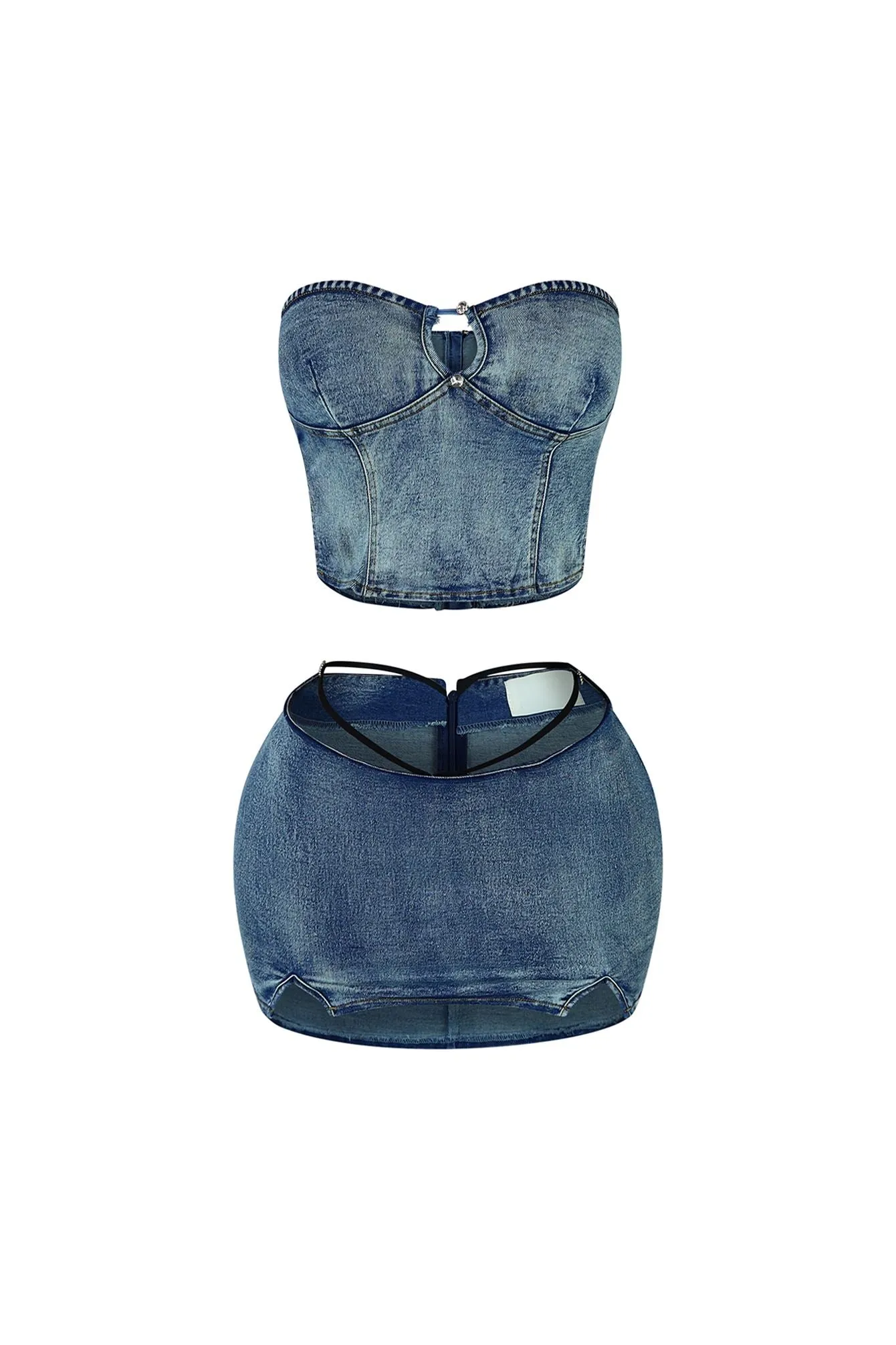 Atmosphere Washed Denim Bustier & Skirt SET