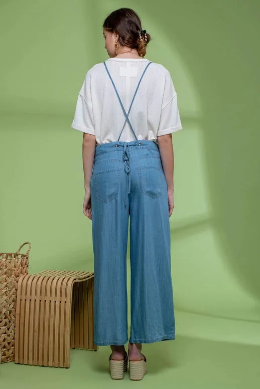 August Wide Leg Denim Overalls