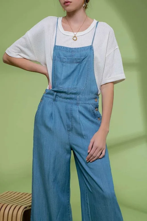 August Wide Leg Denim Overalls