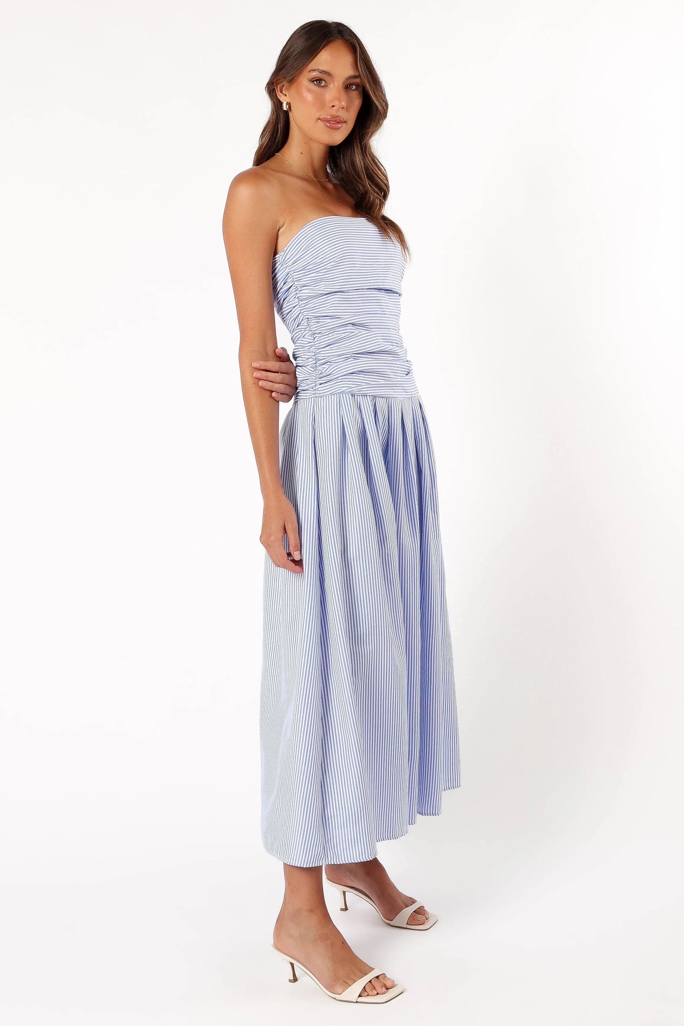 Avalee Strapless Maxi Dress - Blue Stripe