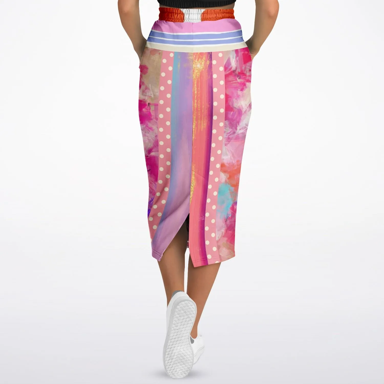 Bahama Mama Pink Patchwork Floral Eco-Poly Long Pocket Skirt