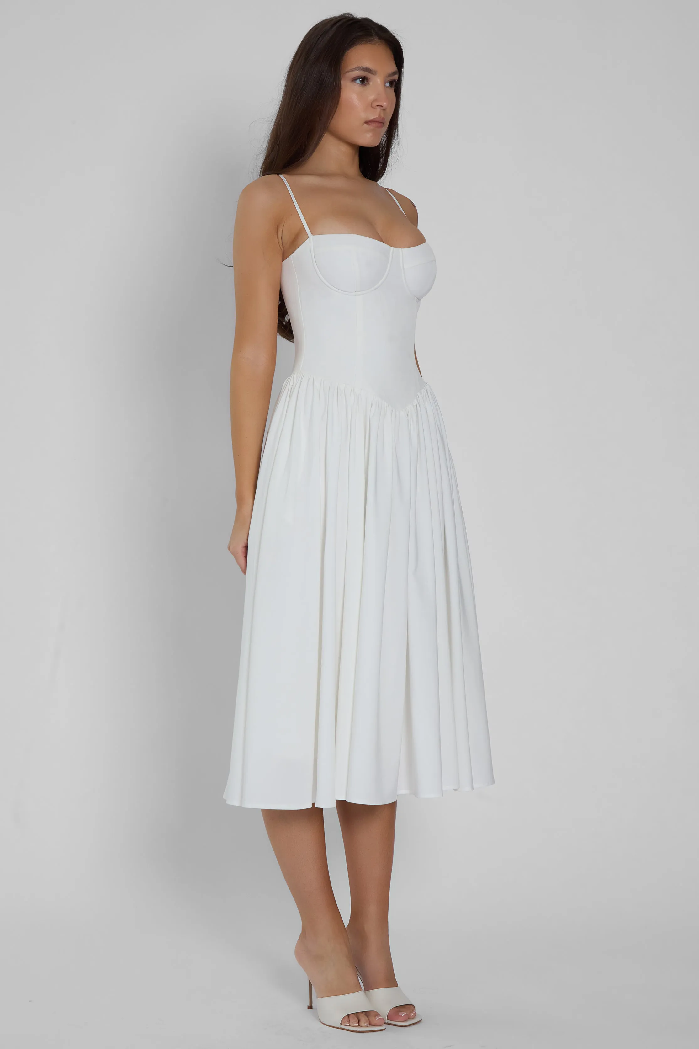 Ballerina Bustier Midi Dress - White