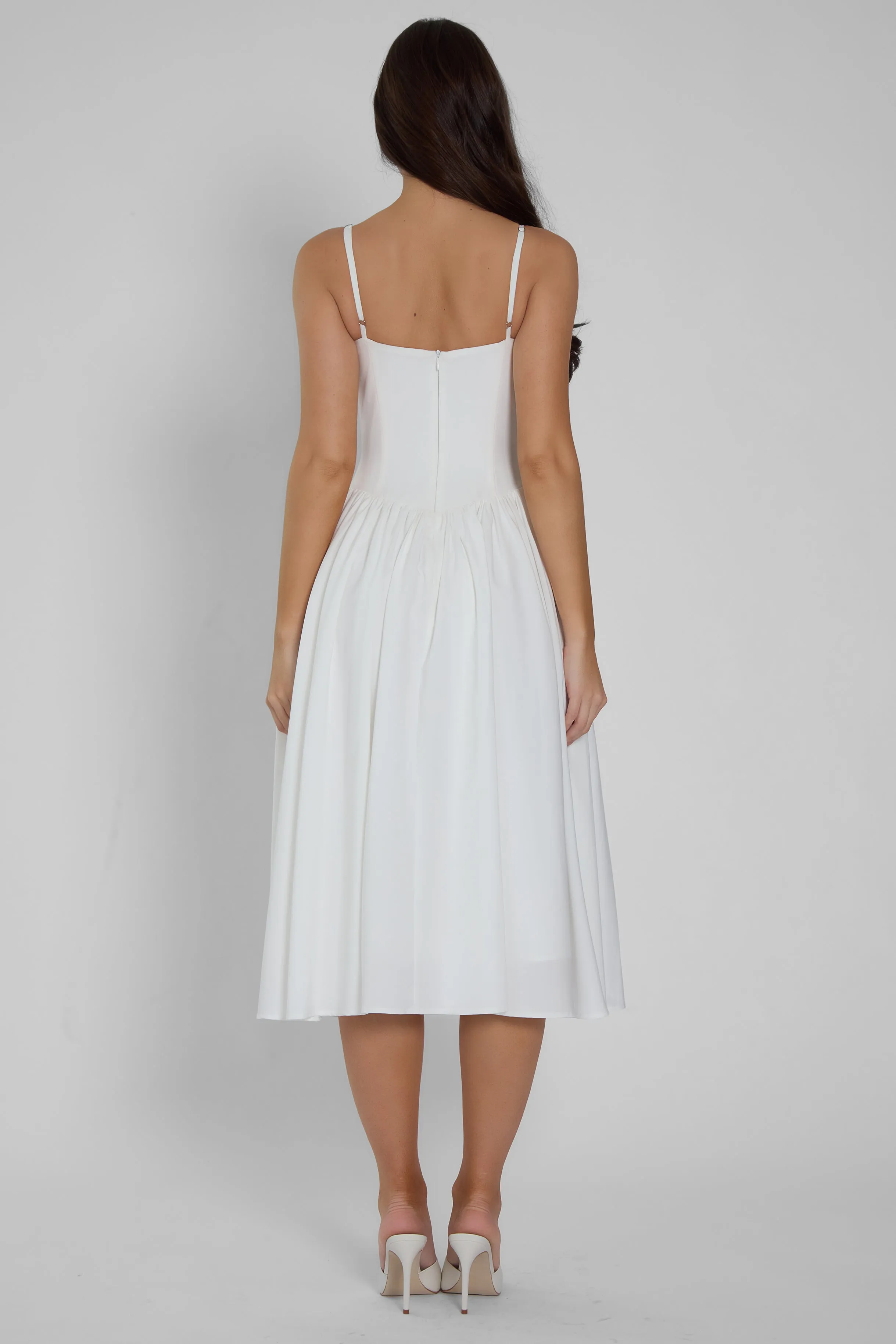 Ballerina Bustier Midi Dress - White