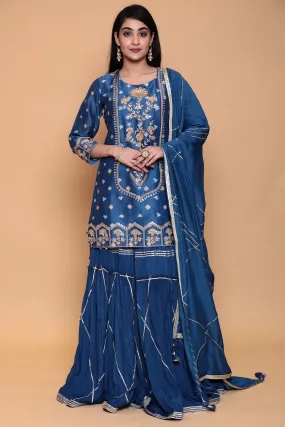 Bandhej Silk Suit with Gota, Gota Patti, Thread work.