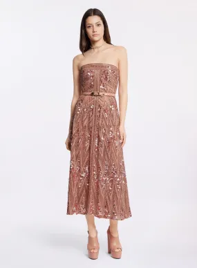 Bead Embroidered Strapless Dress