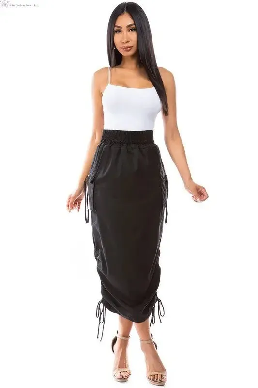 Black Maxi Skirt Side Ruched