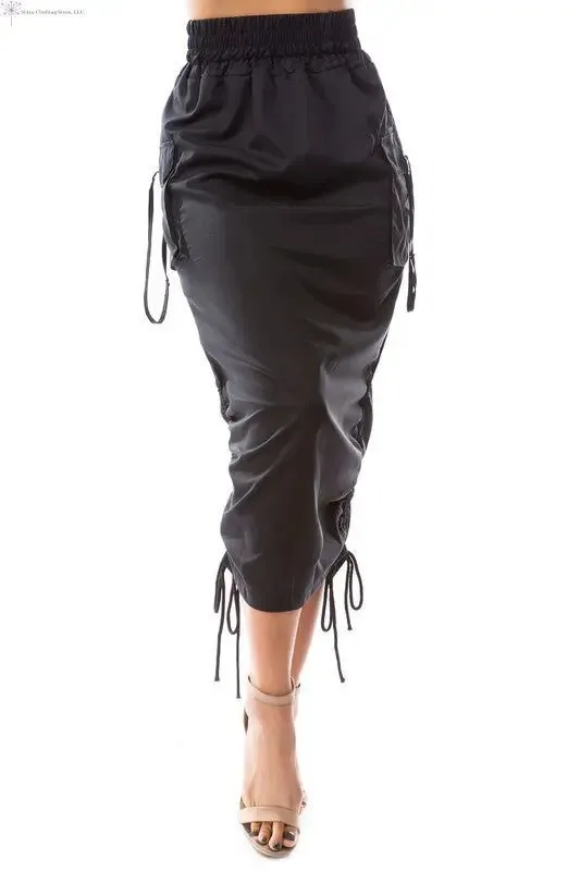 Black Maxi Skirt Side Ruched