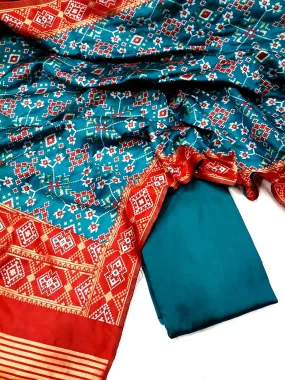 Blue Banarasi Silk Katan Patola Design Suit