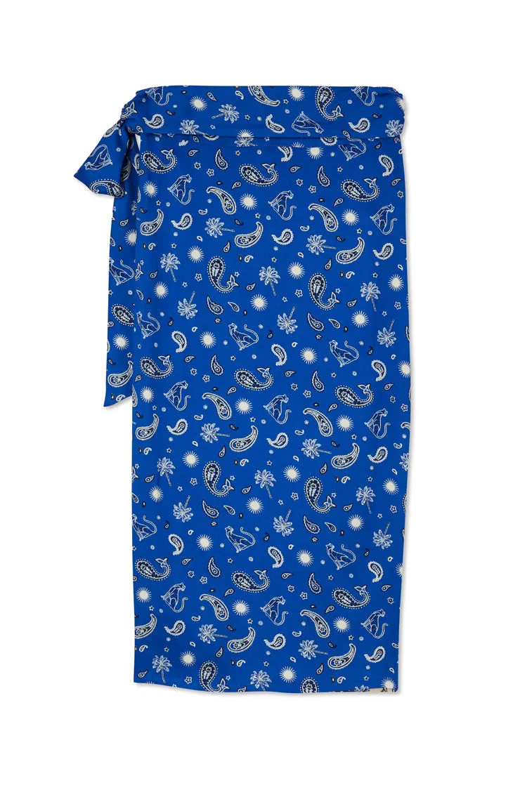 Blue Bandana Clash Jaspre Wrap Skirt