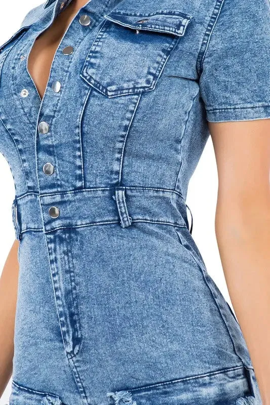 Blue Jean Romper Short Sleeves