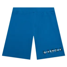 Boxy Fit Reverse Print Shorts - Bright Blue