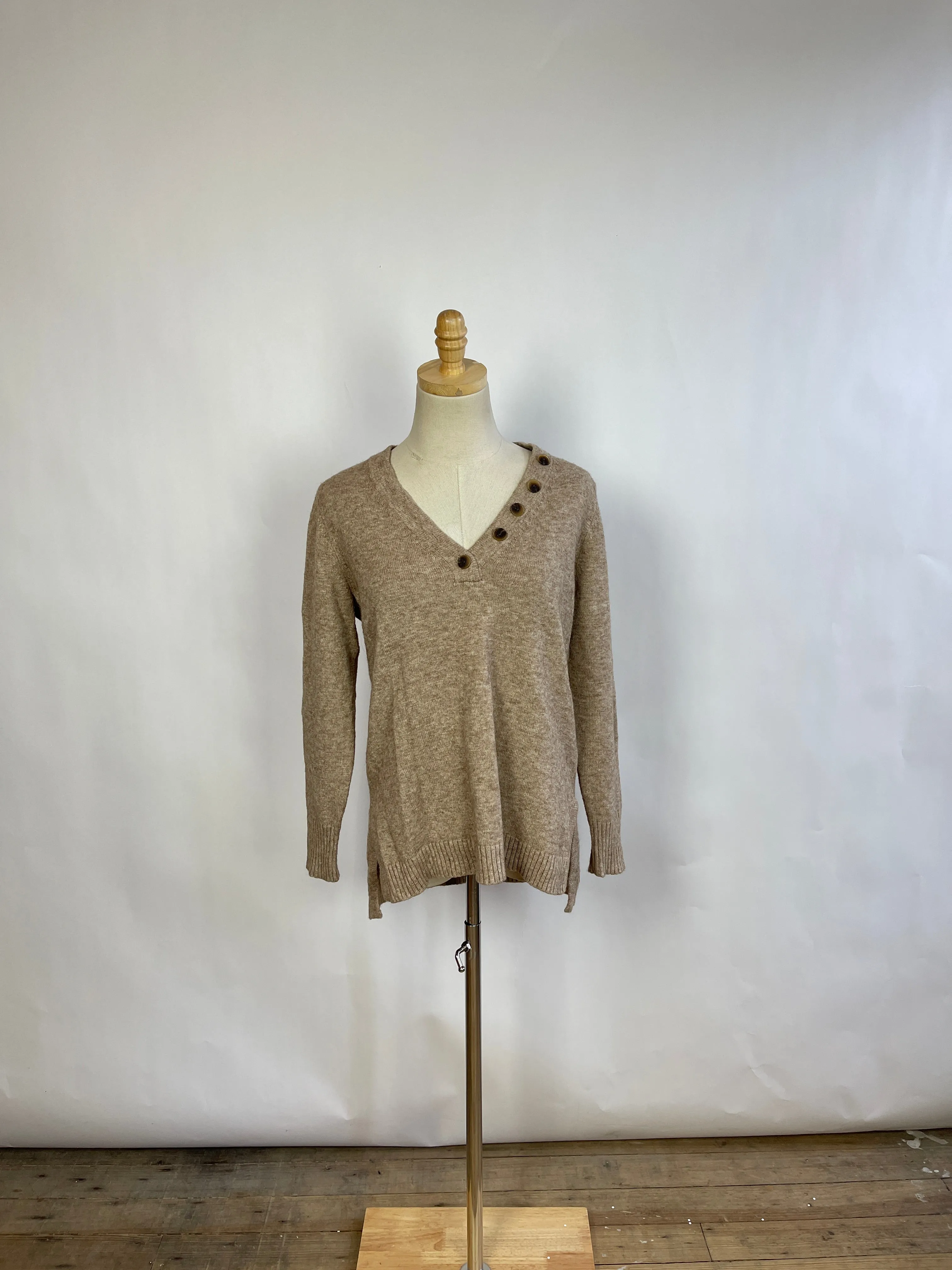 By Anthropologie Tan Button Sweater Top (XS)