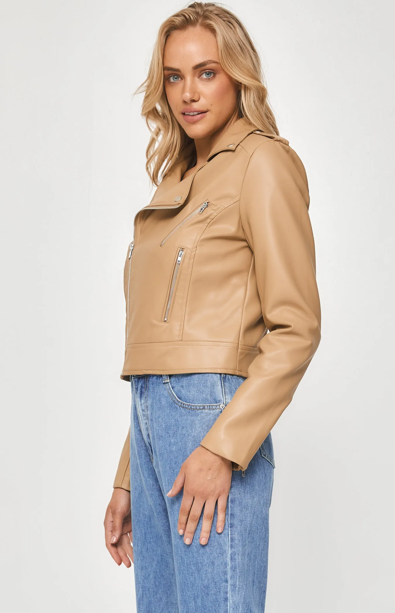 CAMEL LEATHER JACKET