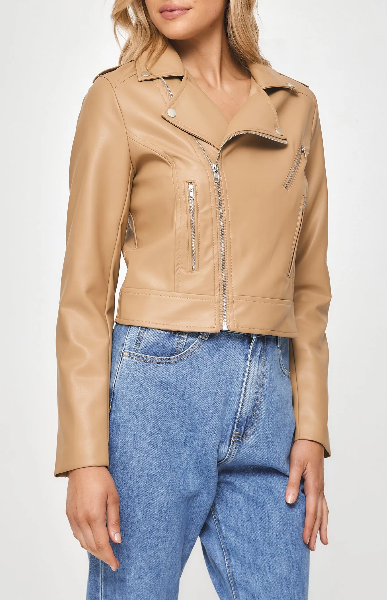 CAMEL LEATHER JACKET