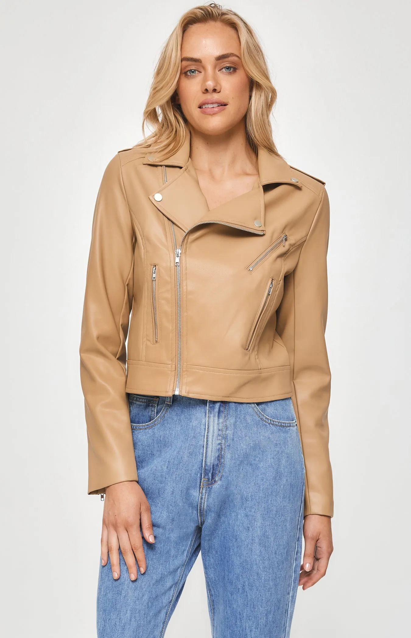 CAMEL LEATHER JACKET