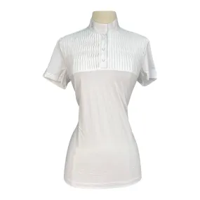 Cavalleria Toscana Jersey S/S Competition Shirt w/Pleated Bib in White - Women's XS