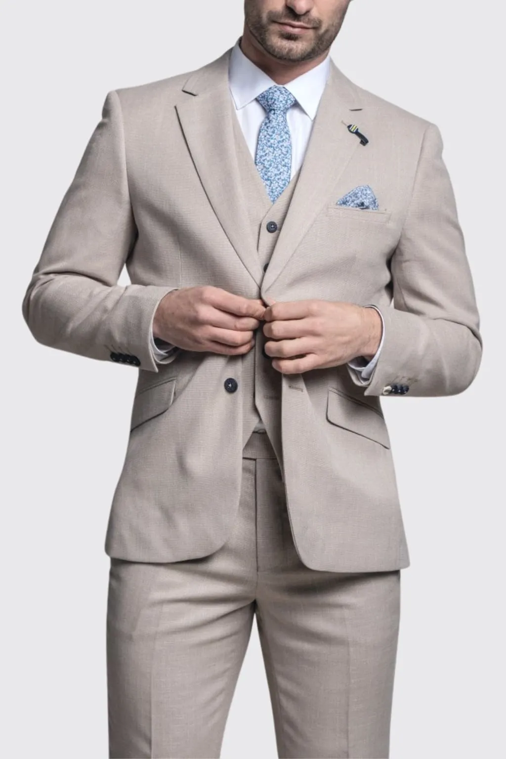 Cavani Miami Beige Three Piece Suit