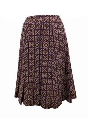 Chanel Printed Silk Pleated Skirt Size S