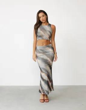 Clare Maxi Skirt (Storm Print)