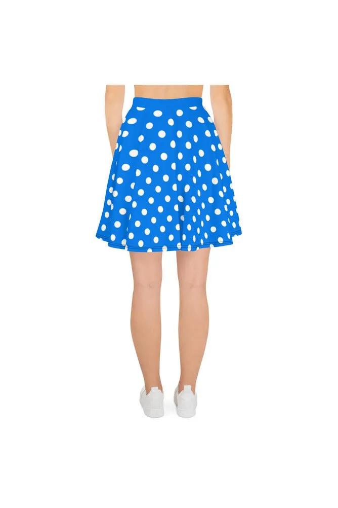 Coral Blue Polka Dot Skater Skirt