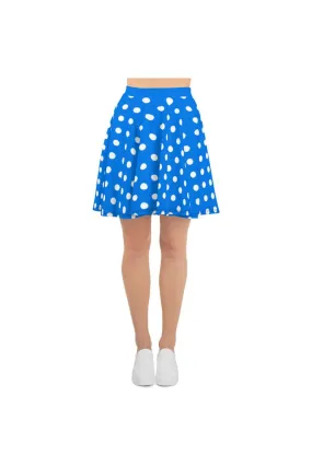 Coral Blue Polka Dot Skater Skirt