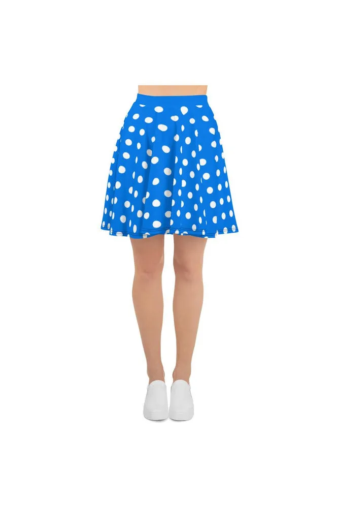 Coral Blue Polka Dot Skater Skirt