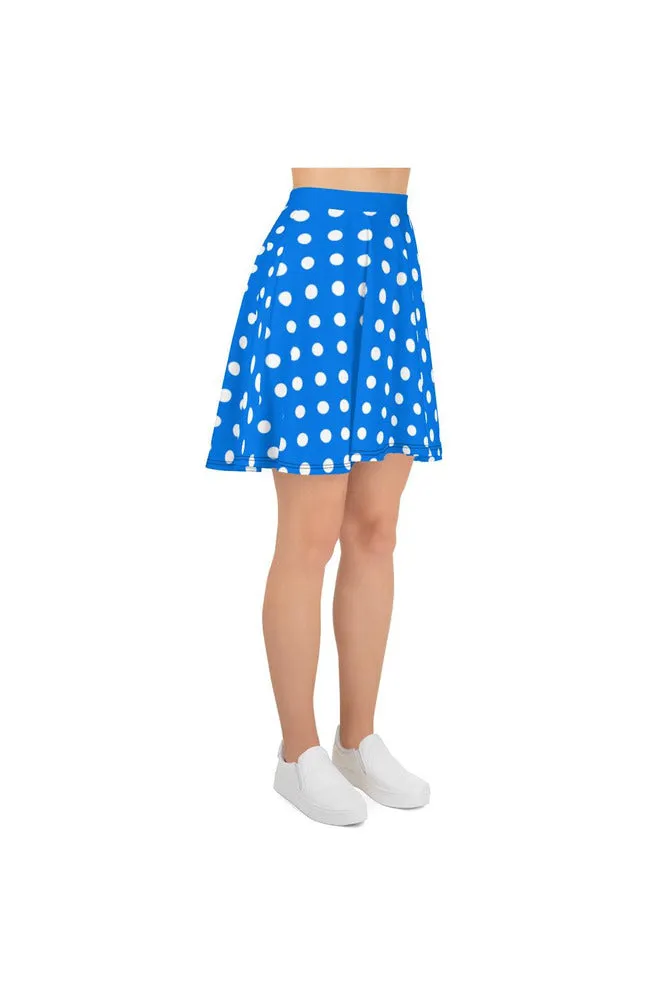 Coral Blue Polka Dot Skater Skirt