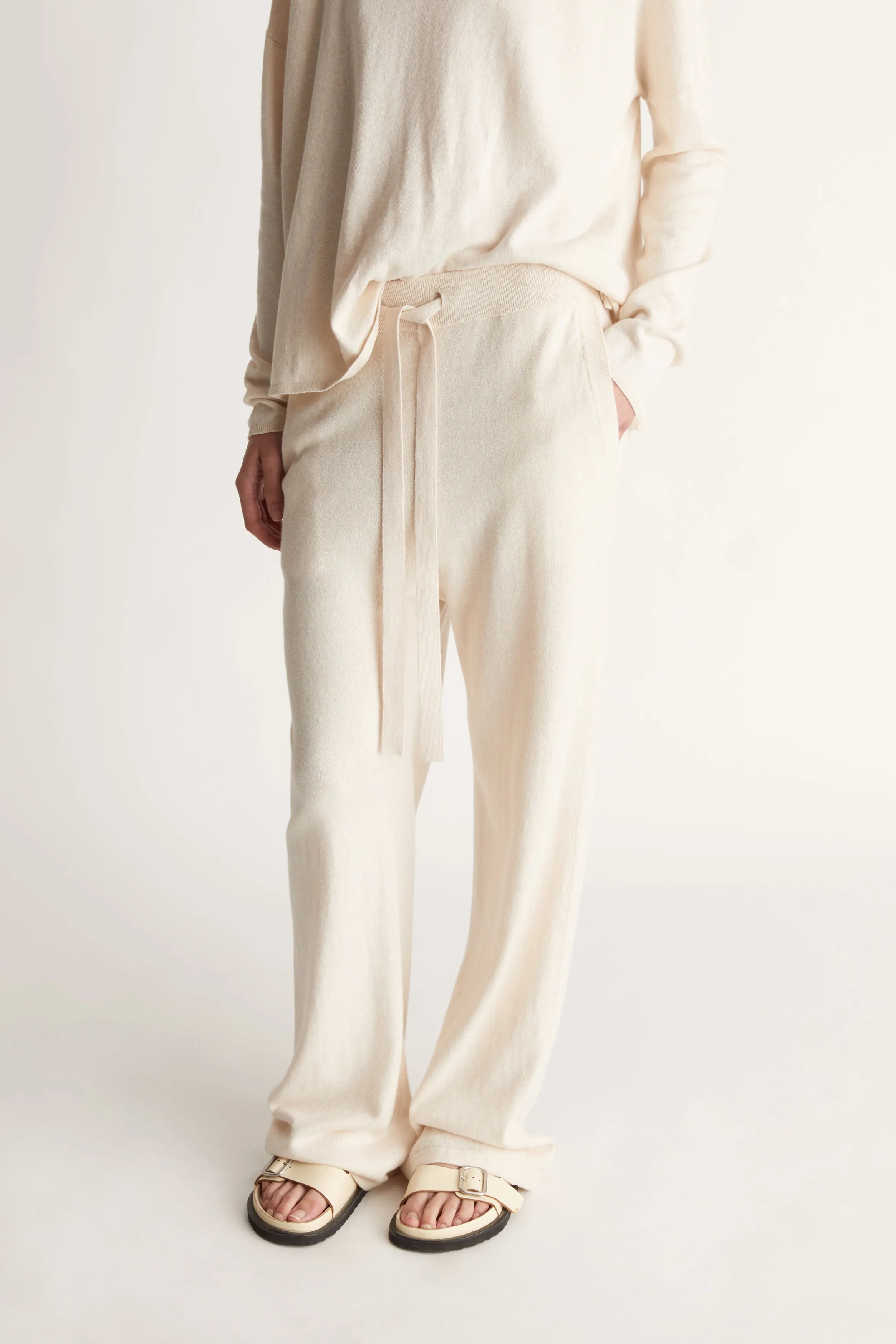 Cotton Cashmere Wide Leg Pant