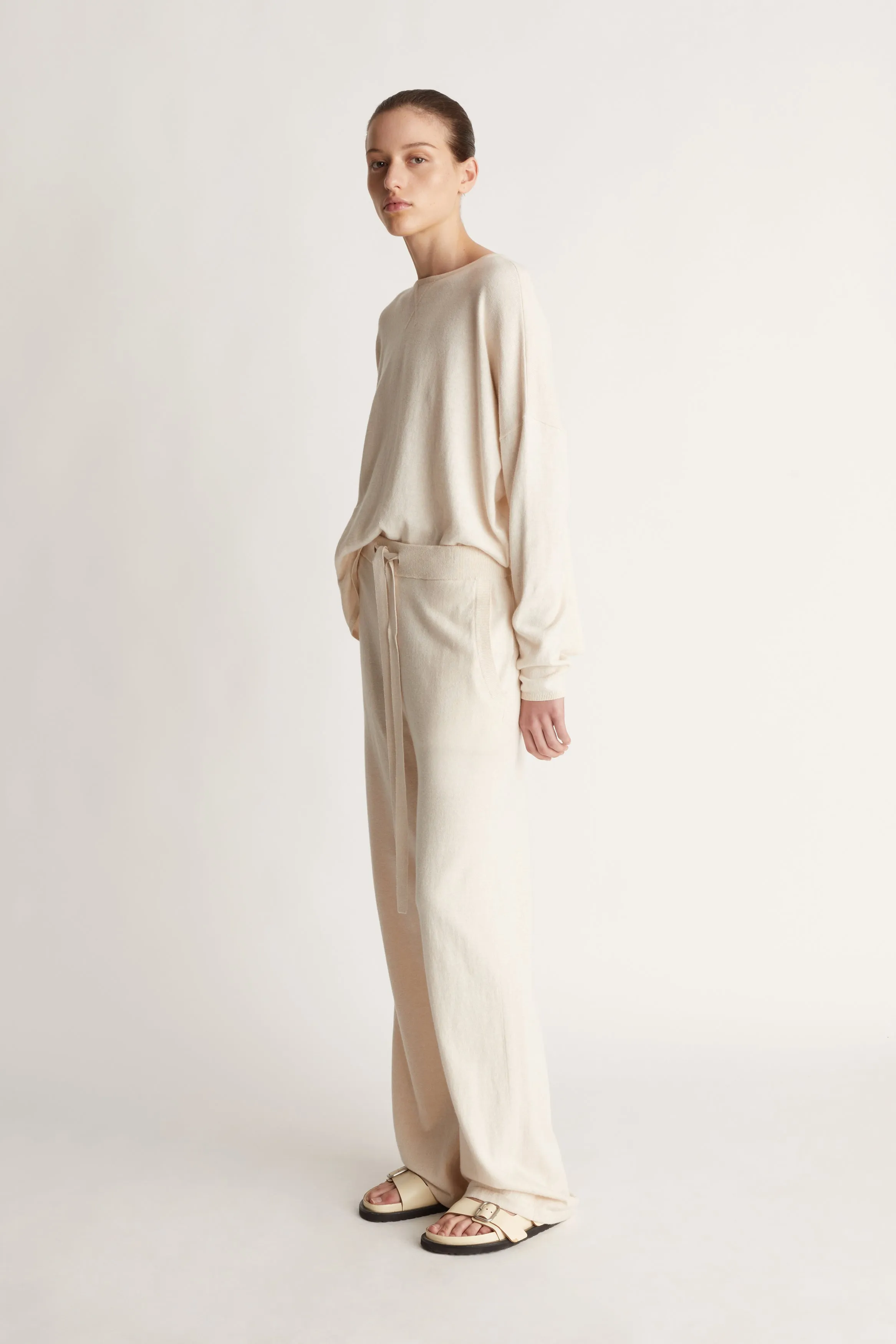 Cotton Cashmere Wide Leg Pant